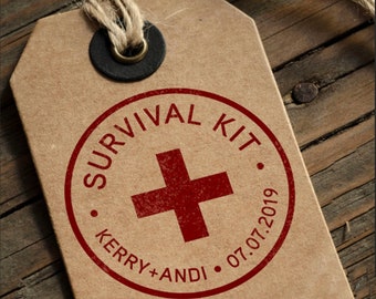 Custom Survival Kit Rubber Stamp: Wedding Favor Stamp