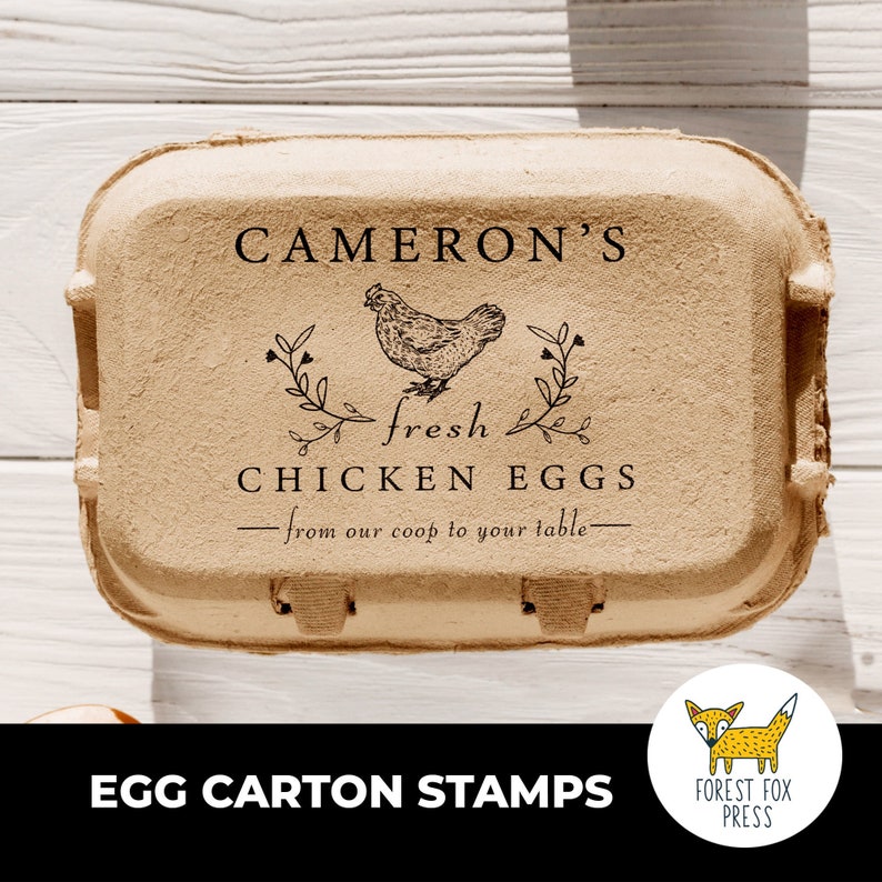 Farm Fresh Eggs Custom Name Stamp, Egg Carton Stamp, Turkey Carton Stamp, Duck Carton Stamp, Quail Egg Carton Stamp, Chicken Carton Stamp image 1