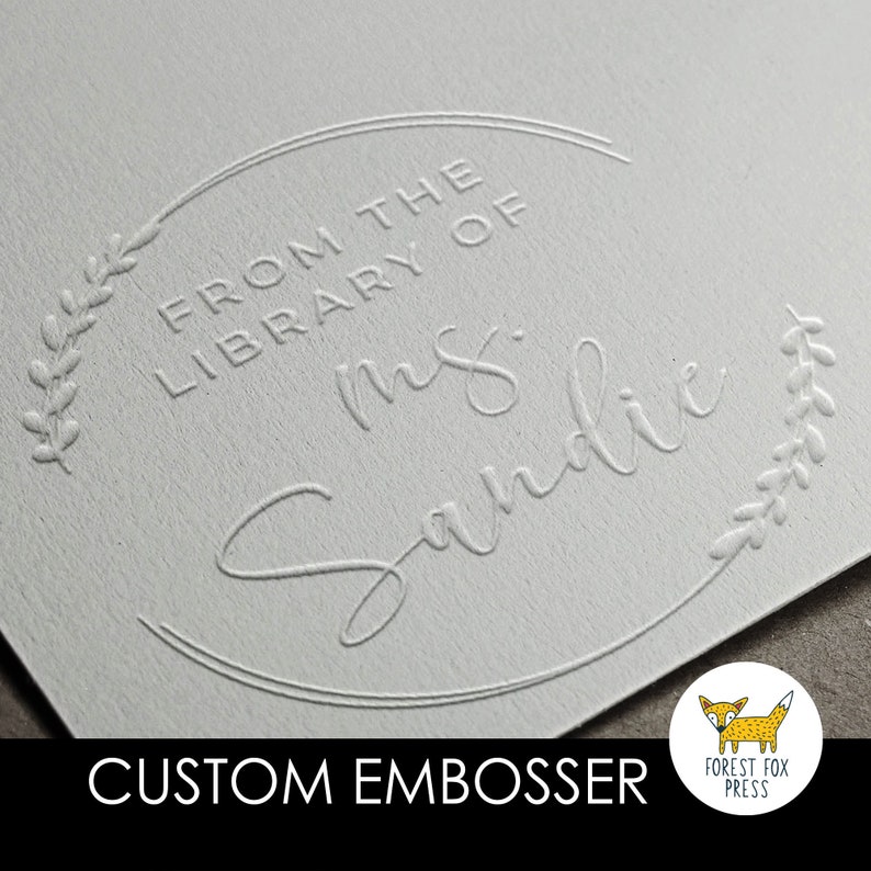 Personal Library Embosser Stamp Custom Embossing Stamp Etsy Canada