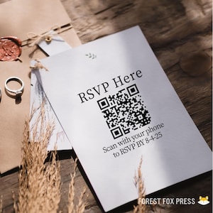 Code QR de mariage R.S.V.P. Tampon, Tampons pour invités, Code QR pour faire-part de mariage, Lien QR imprimable