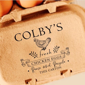 Custom Egg Carton Stamp with Farm Name – Chicken, Duck, Quail Stamp for Fresh Eggs | Homestead Label, Backyard Farm Gift, Mother's Day Idea