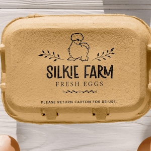 Tampon de boîte d'oeufs Silkie personnalisé, Tampon de poulet, Tampon de petit oeuf pour poulet Silkie, Tampon de boîte d'oeufs