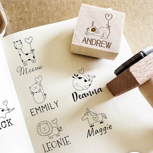 Tampon animal mignon, Tampon nom personnalisé, Tampon nom, Tampon cadeau, Tampon animal, Tampon nom personnalisé, Tampon scolaire, Cadeau de Noël