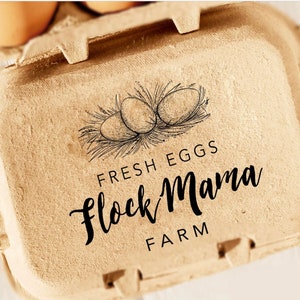 Custom Egg Carton Stamp with Farm Name – Chicken, Duck, Quail Stamp for Fresh Eggs | Homestead Label, Backyard Farm Gift, Mother's Day Idea