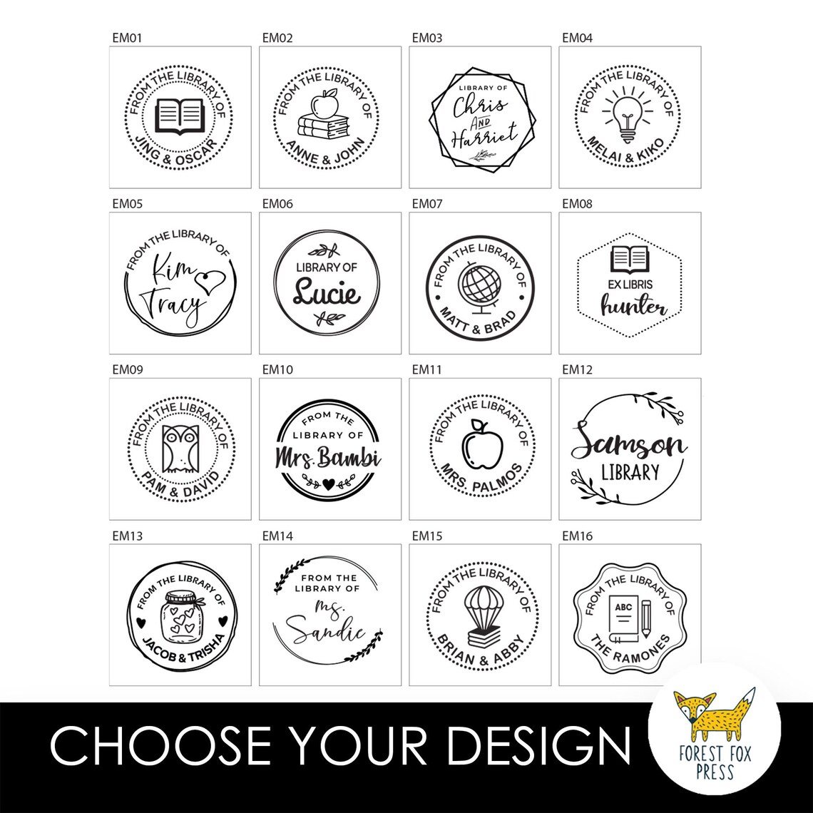 Personal Library Embosser Stamp Custom Embossing Stamp Etsy