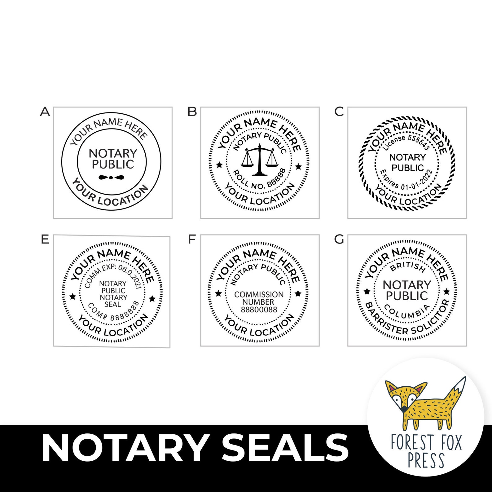Notary Embosser Notary Self Inking Stamp Notary Public Etsy