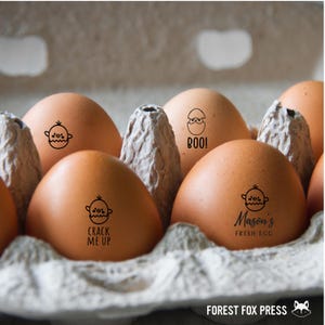 Cute Custom Character Egg Stamp – Fresh Eggs Rubber Stamp for Chicken, Duck, or Quail Eggs | Homestead Logo Stamp, Backyard Chicken Gift
