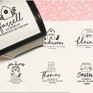 Tampon auto-encreur pour prénom, adresse carrée, Tampon pour étiquette de retour, Cadeau de Noël personnalisé, Cadeau de pendaison de crémaillère, Logo rond, Cadeau personnalisé