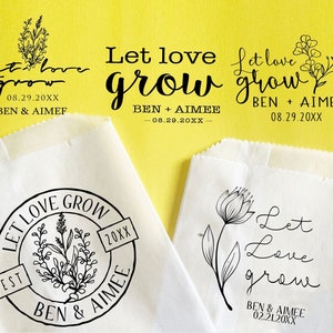 Tampon logo personnalisé Let Love Grow, Tampon mariage, Tampon couple, Tampon fête, Tampon jardin, Tampons cadeaux