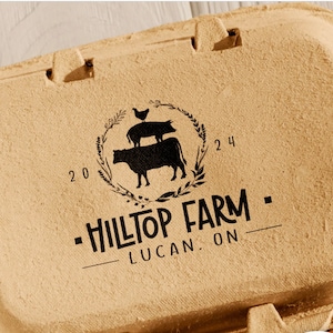 Custom Egg Carton Stamp with Farm Name – Chicken, Duck, Quail Stamp for Fresh Eggs | Homestead Label, Backyard Farm Gift, Mother's Day Idea