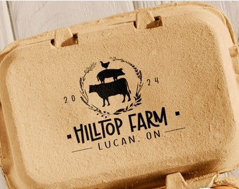 Custom Egg Carton Stamp: Farm Fresh Chicken, Duck, Quail Eggs