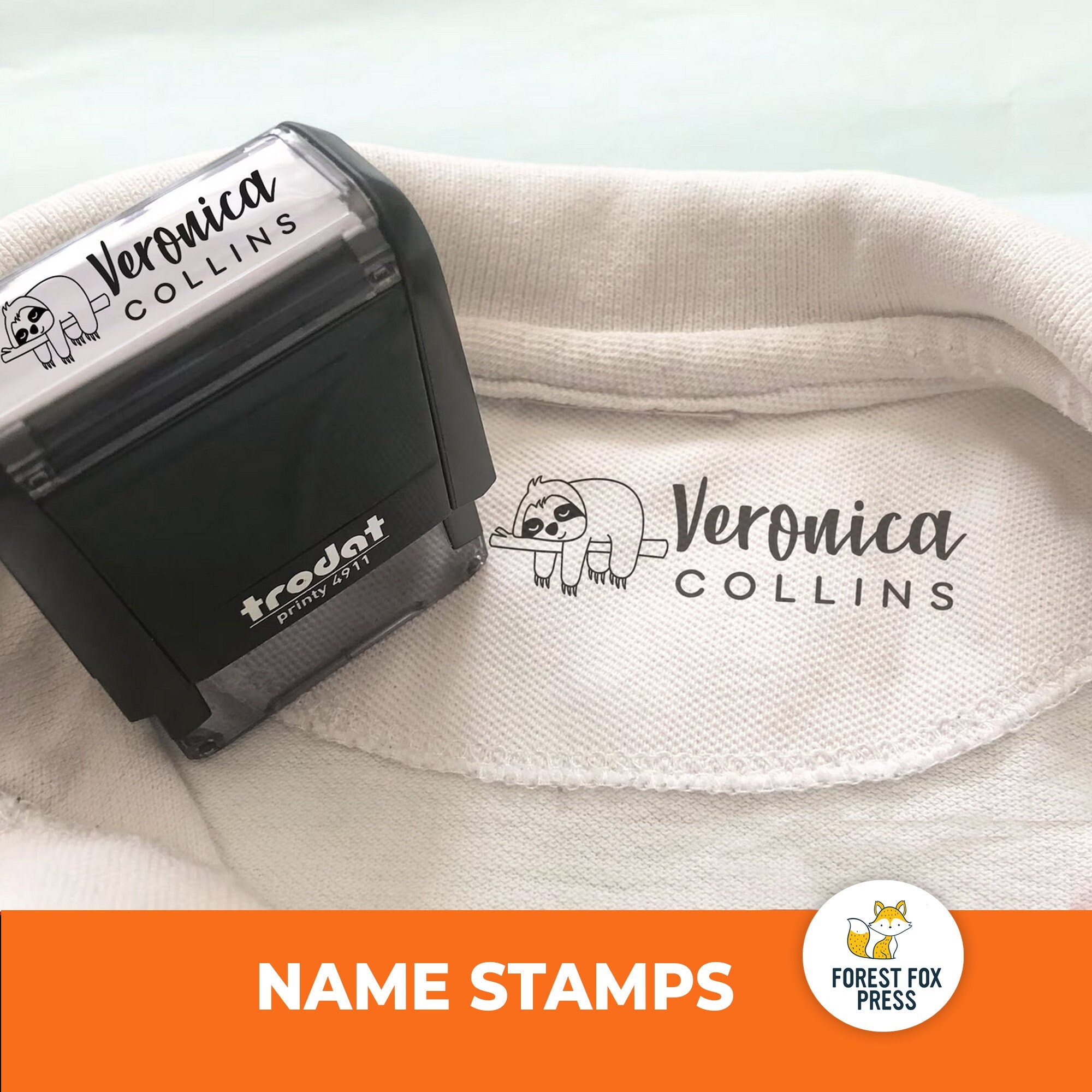 Clothing Fabric Camp Stamp 15 Font Options Self-inking Name Stamp