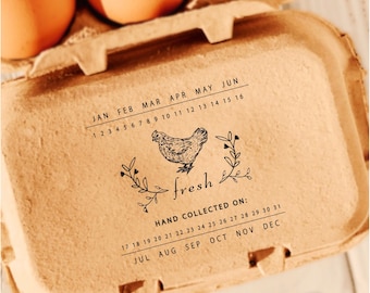 Custom Egg Carton Stamp: Farm Fresh Eggs, Laid On Date
