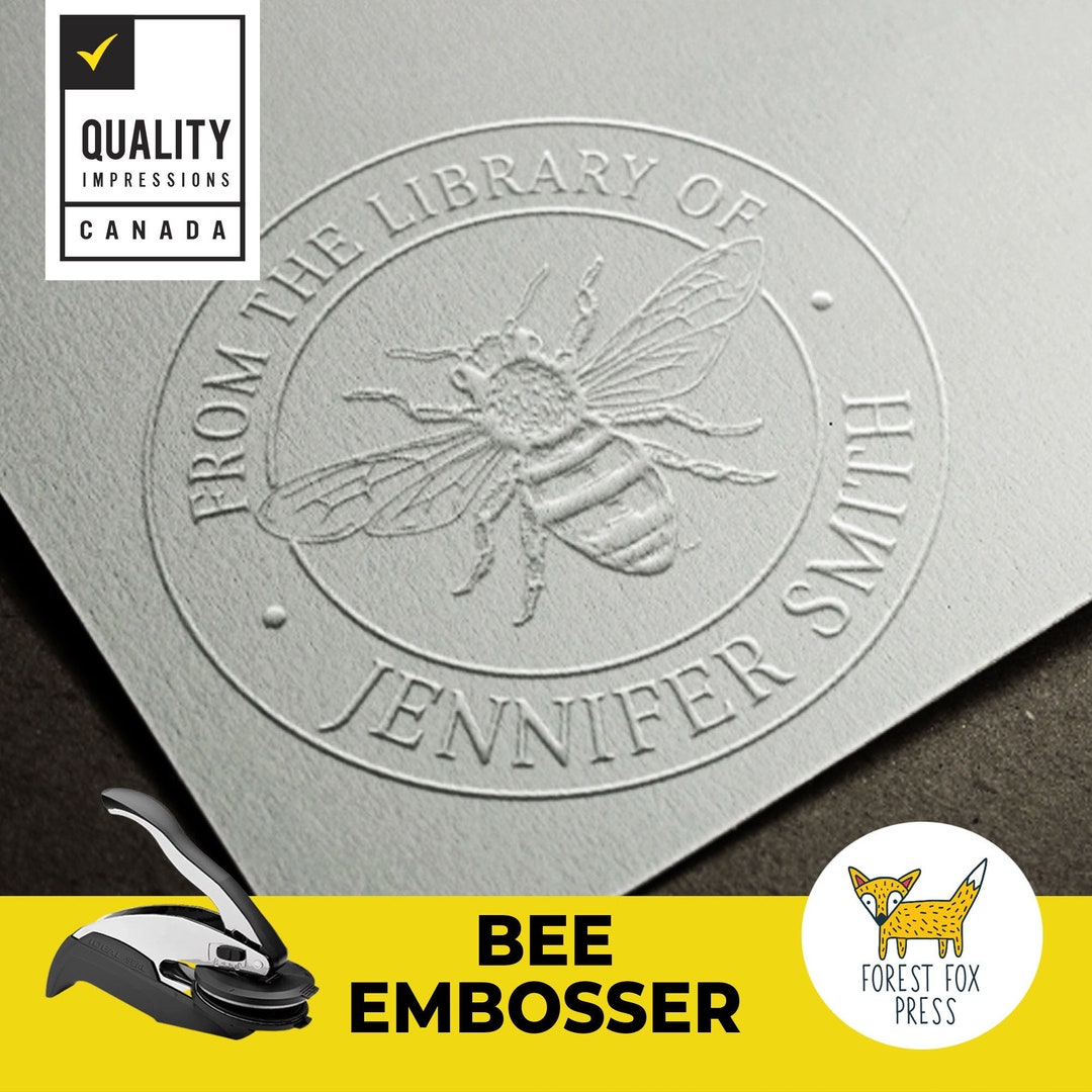 TOP SELLER 2 Honey Bee Embosser Stamp, Embossing Seal, Custom Letter Seal, Personalized Library