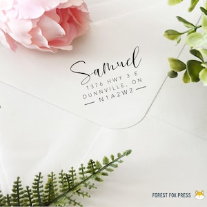 Tampon d'adresse de retour personnalisé - Tampon auto-encreur personnalisé ou tampon en bois pour enveloppes, invitations de mariage, courrier professionnel, cadeau de pendaison de crémaillère