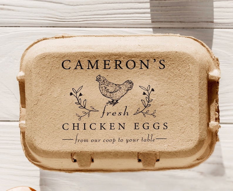 Custom Egg Carton Stamp - Personalized with Your Name (Chicken, Duck, Quail)
