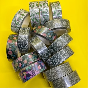 Rouleau de ruban adhésif Washi complet - Divers motifs floraux et feuillages