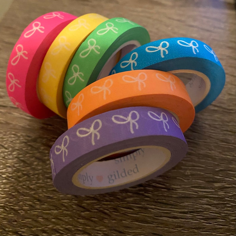Washi Tape Sample neon washi Simply Gilded 10mm bow washi