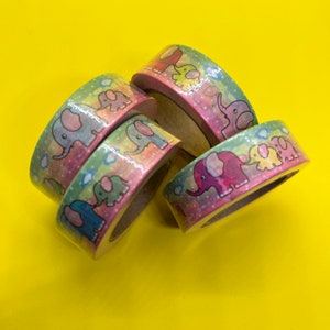 Rouleau de ruban adhésif Washi complet - Éléphants de dessins animés