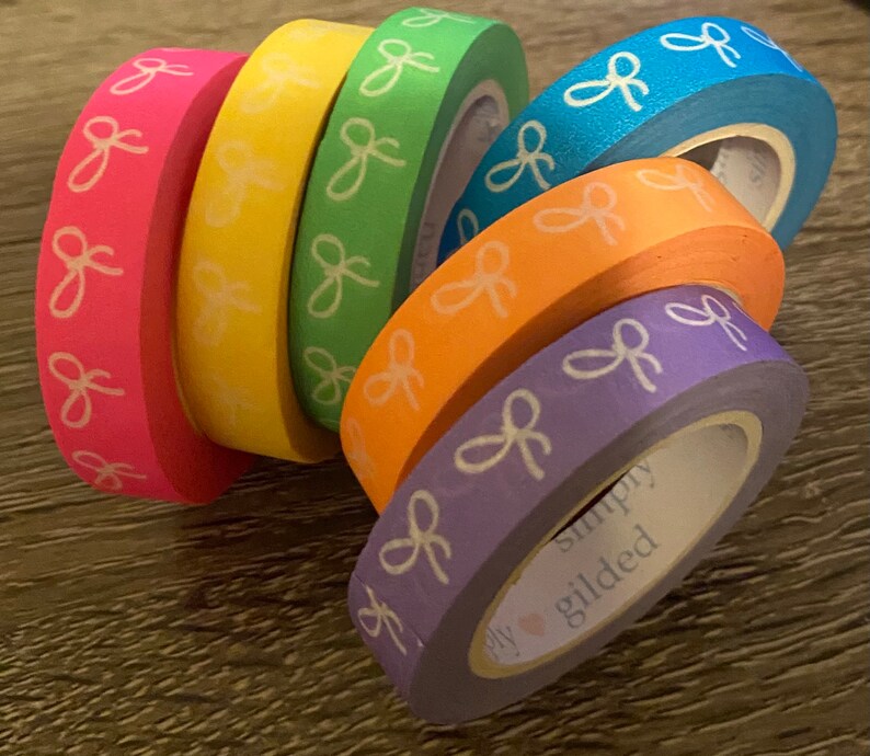 Washi Tape Sample neon washi Simply Gilded 10mm bow washi