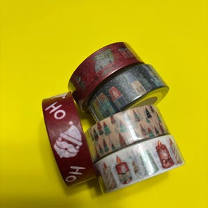 Muestra de cinta washi: varios diseños navideños, festivos e invernales