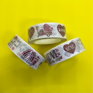 Rouleau de ruban Washi complet - Arc-en-ciel, coeurs et amour