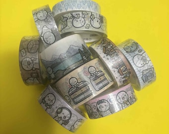 Washi Tape Sample - 24" - Emotional Rain, Gym Goer, Down Days 2.0, Emotis in British Columbia, Mail Is Here, Spring Bookshelf