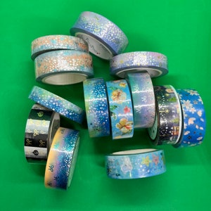 Échantillon de ruban adhésif en Washi - PacaPost - fleurs d'été, fleurs de sakura, nœud sirène bling bling, galaxie océan, galaxie magique