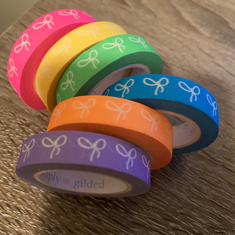 Washi Tape Sample neon washi Simply Gilded 10mm bow washi