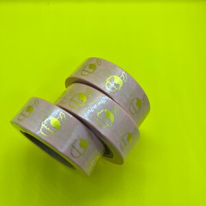 Rouleau de ruban adhésif Washi complet - Cupcakes feuille d'or sur fond rose