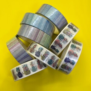 Rouleau de ruban adhésif Washi complet - Dégradé de couleurs et plantes dans des arrosoirs