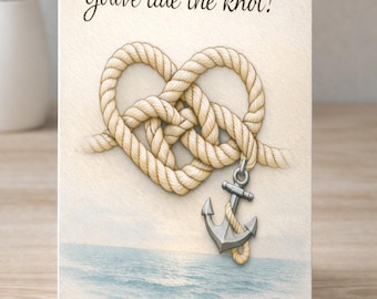 Nautical Wedding Card – You’ve Tide the Knot, Ocean Pun Wedding Card, Sailboat Marriage Congratulations, Funny Romantic Wedding Card