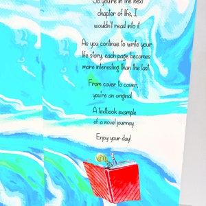 Cartão de aniversário com trocadilho de livro