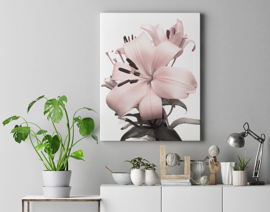 Pink flower print pink flower poster Floral Art flower Etsy