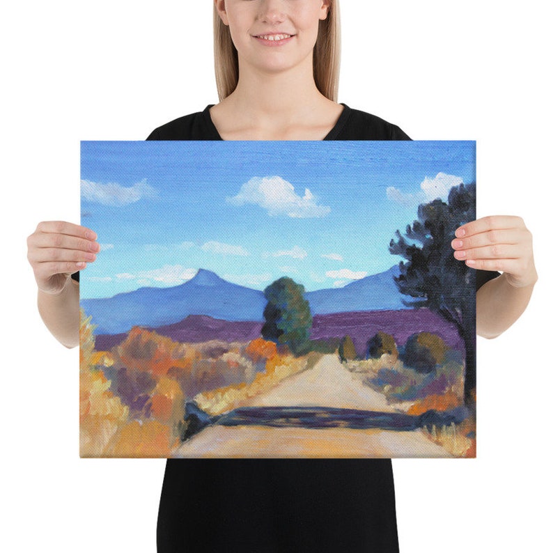 New Mexico OKeeffe Mesa Landscape Canvas Print of Impressionist Painting 16×20 inches
