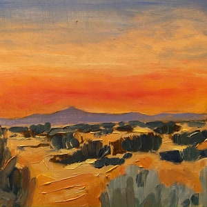 Santa Fe Desert Sunset - Framed Poster of Impressionist Painting