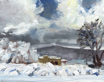 New Mexico Winter - Framed Canvas Print of Impressionist Painting