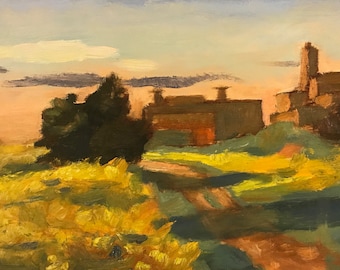 Adobe Sunset - Framed Fine Art Print of Original Oil Painting by Iliana Alexandrova