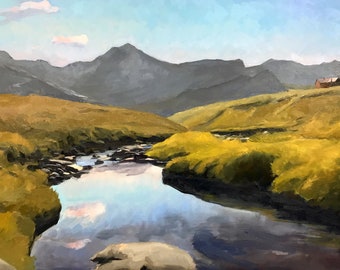 Rila Mountain Landscape - Framed Fine Art Print of Original Oil Painting