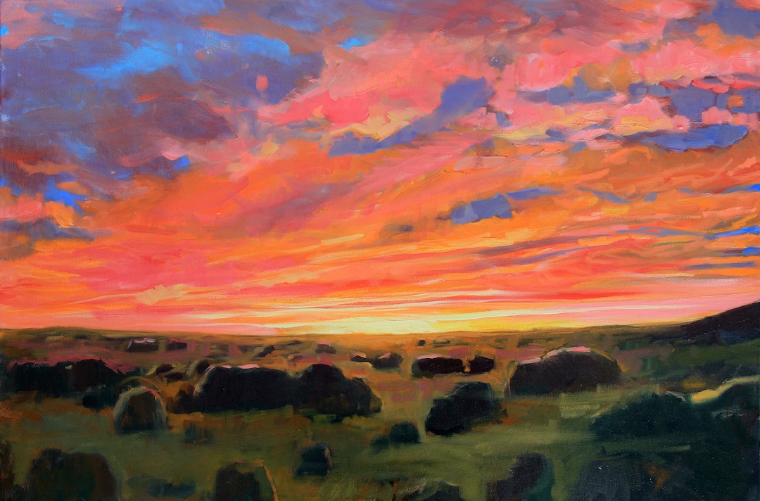 Santa Fe High Desert Sunset New Mexico Landscape Impressionist Painting