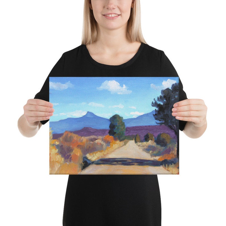 New Mexico OKeeffe Mesa Landscape Canvas Print of Impressionist Painting 12×16 inches
