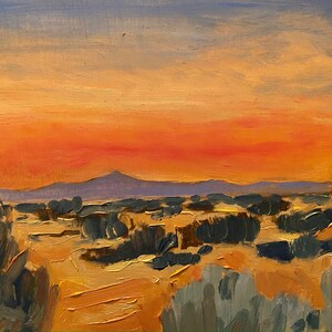 Santa Fe Desert Sunset - Canvas Print of Impressionist Painting