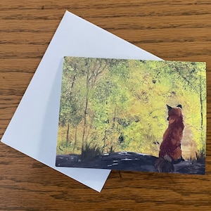 Fox lovers blank card, fox and forest, woodland animal cards, wildlife greeting cards