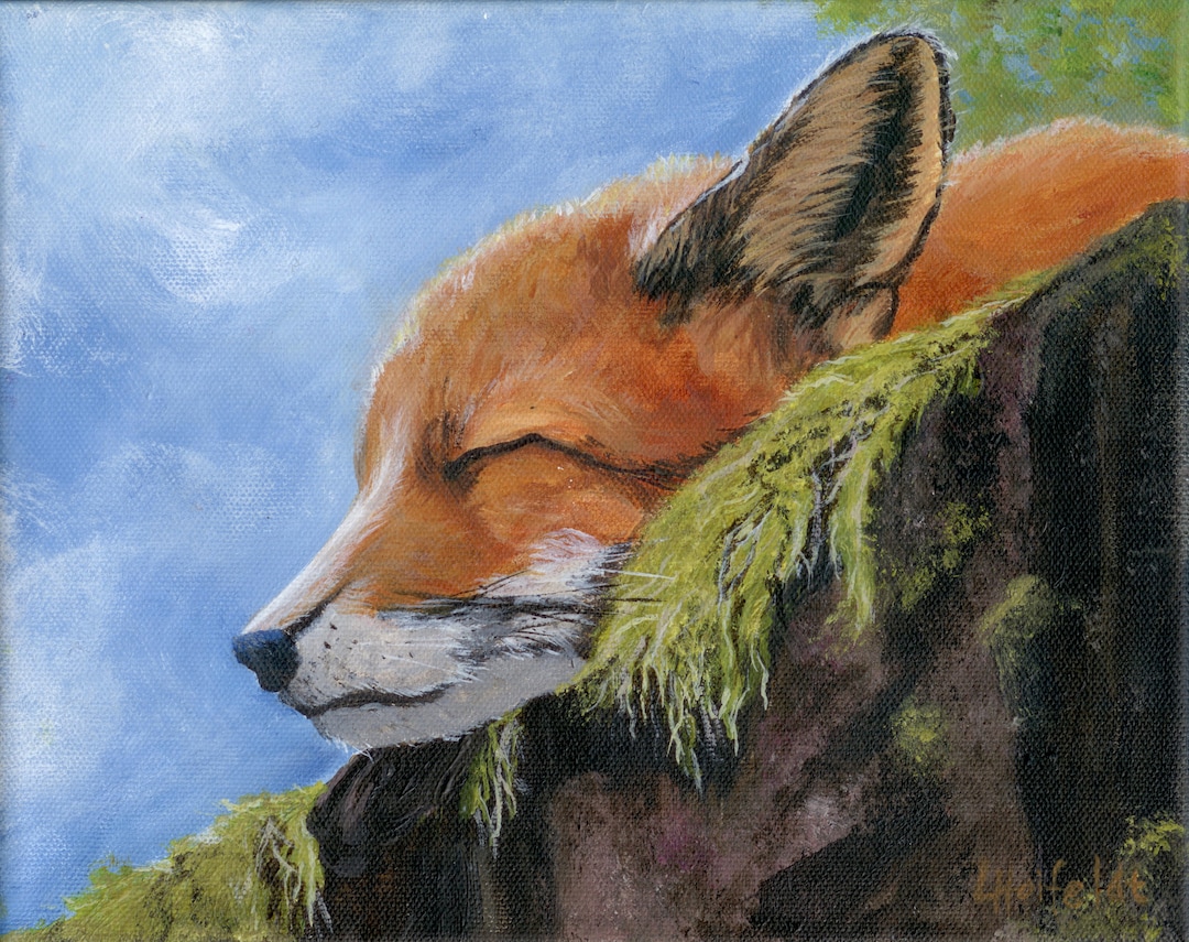 Fox Dreams Art Print | Rustic Nature Wall Art | Gift Woodland Nursery ...