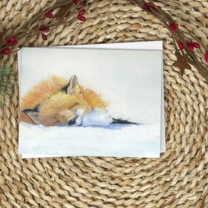 Lieve vos in de sneeuw - blanco kaart 4 x 6 | Fijne kunstwenskaart | Briefpapier Winter Wildlife