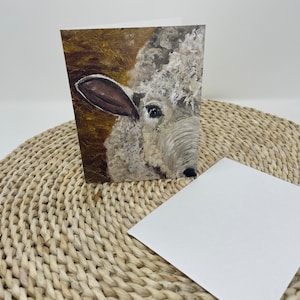 Sweet Sheep Card –  Woolly Sheep Portrait for Knitters and Cozy Notes – 4x6 Blank Card with Envelope – Original Art by LaurieJaneArt