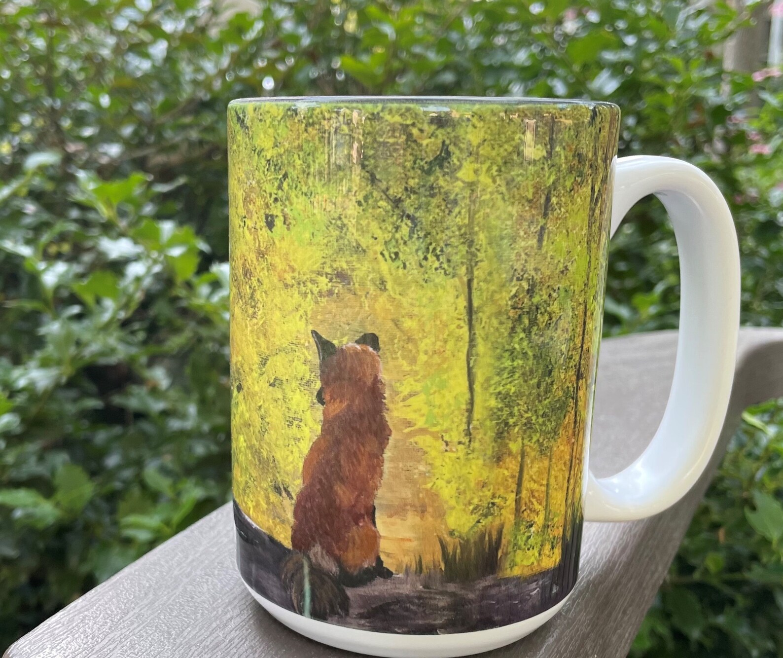 Fox Coffee Mug 15 Ounce Yellow Tea Cup Coffee Cup With Fox Etsy