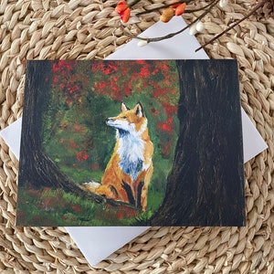Carte vierge renard et forêt, cartes pour amoureux du renard