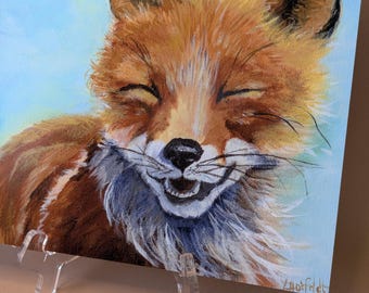 Smiling Red Fox Art Print – Woodland Nursery Wall Decor (8x10)