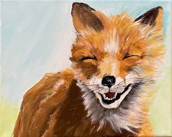 Fox Art Print, Happy Fox, Fox Lover Gift, Wildlife Nursery art, Woodland Animals